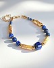 bransoletki z kamieni naturalnych Bransoletka LAPIS LAZULI i  LAWA : granatowo - złota : vol. II