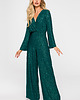 kombinezony damskie Kombinezon z kopertowym dekoltem-szmaragdowy(M-720)