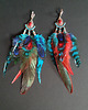 kolczyki z piórami Długie kolczyki z  kolorowych piór - turkus i czerwień+