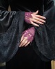 rękawiczki damskie Mankiety koronkowe śliwkowe fioletowe z koraliczkami lace cuffs