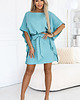 sukienki midi damskie 287-40 SOFIA Sukienka motyl z wiązaniem w pasie - pastelowy turkus - 2XL/3XL