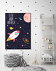 obrazy i plakaty do pokoju dziecięcego PLAKAT KOSMOS rakieta księżyc do pokoju dziecka
