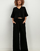 bluzki kimonowe damskie Bluza kimono z dekoltem V, T416, czarny