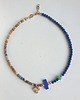 chokery Naszyjnik choker ANTYK TEBY lapis lazuli, jaspis obrazkowy, turkus mosiądz