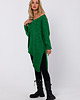 swetry damskie  Sweter tunika z asymetrycznym dołem-szmaragdowy(M-769)