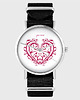 zegarki damskie Zegarek - Serce ornamentowe - czarny, nylon