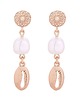 kolczyki pozłacane Długie kolczyki z różowego złota z muszelkami i perłami SWAROVSKI CRYSTAL