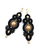 kolczyki soutache Orina złoto czarne wiszące wieczorowe kolczyki sutasz