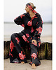 komplety damskie CS - Wiskozowy komplet oversize ROSE czarny w czerwone róże
