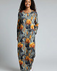 sukienki midi damskie Sukienka midi w irysy L 40 dresowa kieszenie rękaw 7/8 Auri Lili Dharana