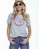 t-shirt damskie T-SHIRT koszulka szara BASIC klasyczna z kolibrem