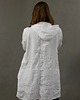 tuniki damskie Lniana tunika ze spranego lnu biała z kapturem