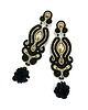kolczyki soutache Bella eleganckie wieczorowe złoto czarne kolczyki sutasz z kwiatkiem