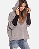 bluza z kapturem damska Szara kangurka damska oversize z kapturem