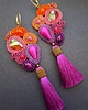 kolczyki z kamieniami Kolczyki fuksja pomarańczowa