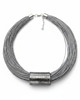 naszyjniki - inne Naszyjnik LEN SZARY z ceramiką grafito