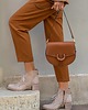 botki damskie BOTKI NA 5 CM KLOCKU - SKÓRA NATURALNA - MODEL 482 - KOLOR LATTE