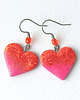 kolczyki z masy plastycznej Pomarańczowe Kolczyki Serca z Brokatem