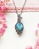 wisiory Naszyjnik Labradoryt Niebieski stal chirurgiczna wisiorek handmade wirewrapping