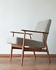 fotele Fotel Lisek PRL, Typ 300-190, Po renowacji, Vintage, Beżowy; Dębowy
