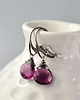 kolczyki z kamieniami Kwarc ametystowy krople - srebrne kolczyki