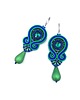kolczyki soutache Cleo kolczyki sutaszowe kolorowe zielono chabrowe z łezką