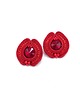 kolczyki soutache Kolczyki sutasz sztyfty czerwone okrągłe z kryształkami Amber