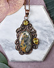 wisiory Miedziany wisiorek wire wrapping z jaspisem i cytrynem #482