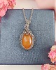 wisiory Naszyjnik Jadeit Pomarańczowy stal chirurgiczna wisiorek handmade wirewrapping