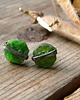 kolczyki wire wrapping diopsyd - surowe kamienie - sztyfciki
