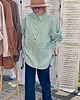koszule damskie  Koszula lniana biała w zielone prążki
