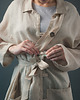 płaszcze damskie Płaszcz z siatki lnianej w kolorze naturalnym beżowym