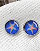 kolczyki szklane Blue Starfish  kolczyki wkrętki