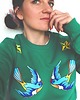bluza bez kaptura damska Zielona bluza damska bez kaptura z jaskółkami