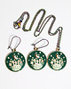 komplet biżuterii Komplet - Grzybki, zielony - kolczyki i naszyjnik