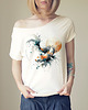 t-shirt damskie Koi niebieski na Waniliowym oversize