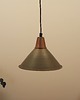 lampy wiszące Mosiężna lampa wisząca, stożkowy klosz, Dania, lata 60.