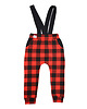 spodnie dla chłopców Spodnie z szelkami w czerwoną kratę 68-134 