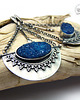 kolczyki wire wrapping Druzy - Blue