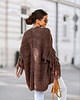 kardigany damskie Sweter/ Kardigan z frędzlami MARA BROWN/ brązowy