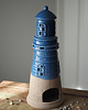 świeczniki i świece Ceramiczna latarnia morska na tealight- niebieska, 37cm