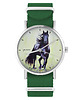 zegarki unisex Zegarek - Czarny koń malowany - zielony, nylonowy