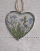 Ozdoby na ścianę Serce witrażowe z suszonymi niezapominajkami 7,5 cm