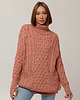 swetry damskie  Wełniany sweter z golfem, golf, VINTAGE ROSE