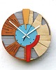 zegary Drewniany Zegar Ścienny  Duży Geometryczny  /48cm  - Cichy Mechanizm