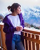 bluza z kapturem damska Bluza rozpinana Luzak Fioletowy