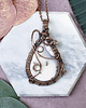 wisiory Miedziany wisiorek wire wrapping z opalem dendrytowym #450