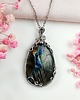 wisiory Naszyjnik Labradoryt Spektrolit stal chirurgiczna wisiorek handmade
