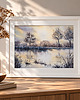 obrazy Obraz akwarelowy "Świt nad rozlewiskiem" oprawiony w passe-partout 40x50 cm