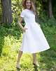 sukienki midi damskie Bawełniana biała sukienka w rozmiarach XS, S, M